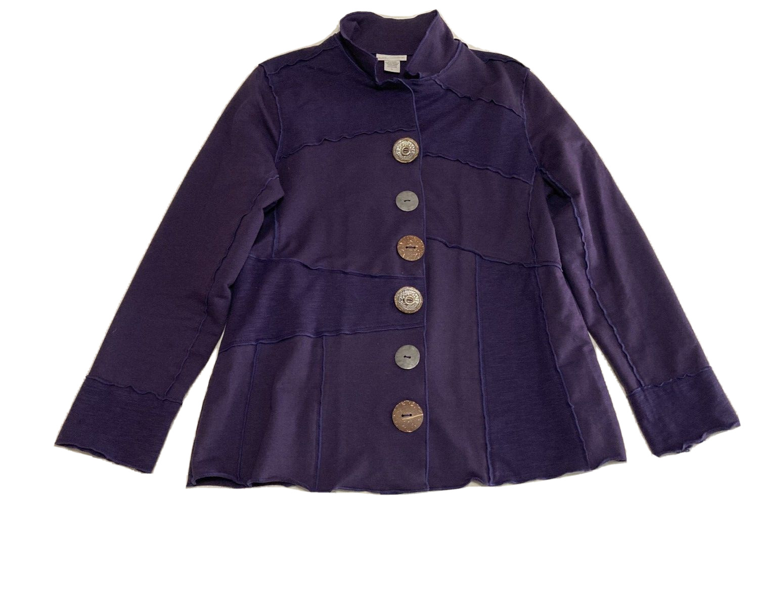 Soft Surroundings Button Front Jacket Top Raw Pat… - image 2