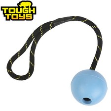 TOUGH TOYS 3.25" RUBBER BALL ON ROPE INTERACTIVE DOG PUPPY TUG FETCH GAME TT0208