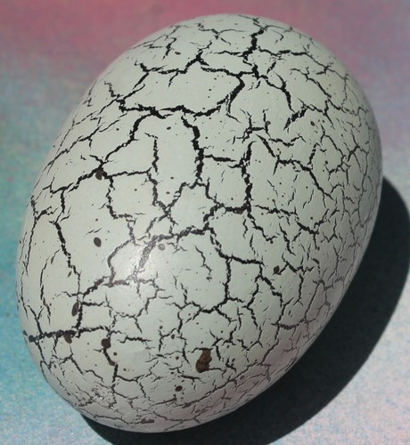 Decorative Primitive Crackle Finish Wood Egg, Collectible - Picture 2 of 5
