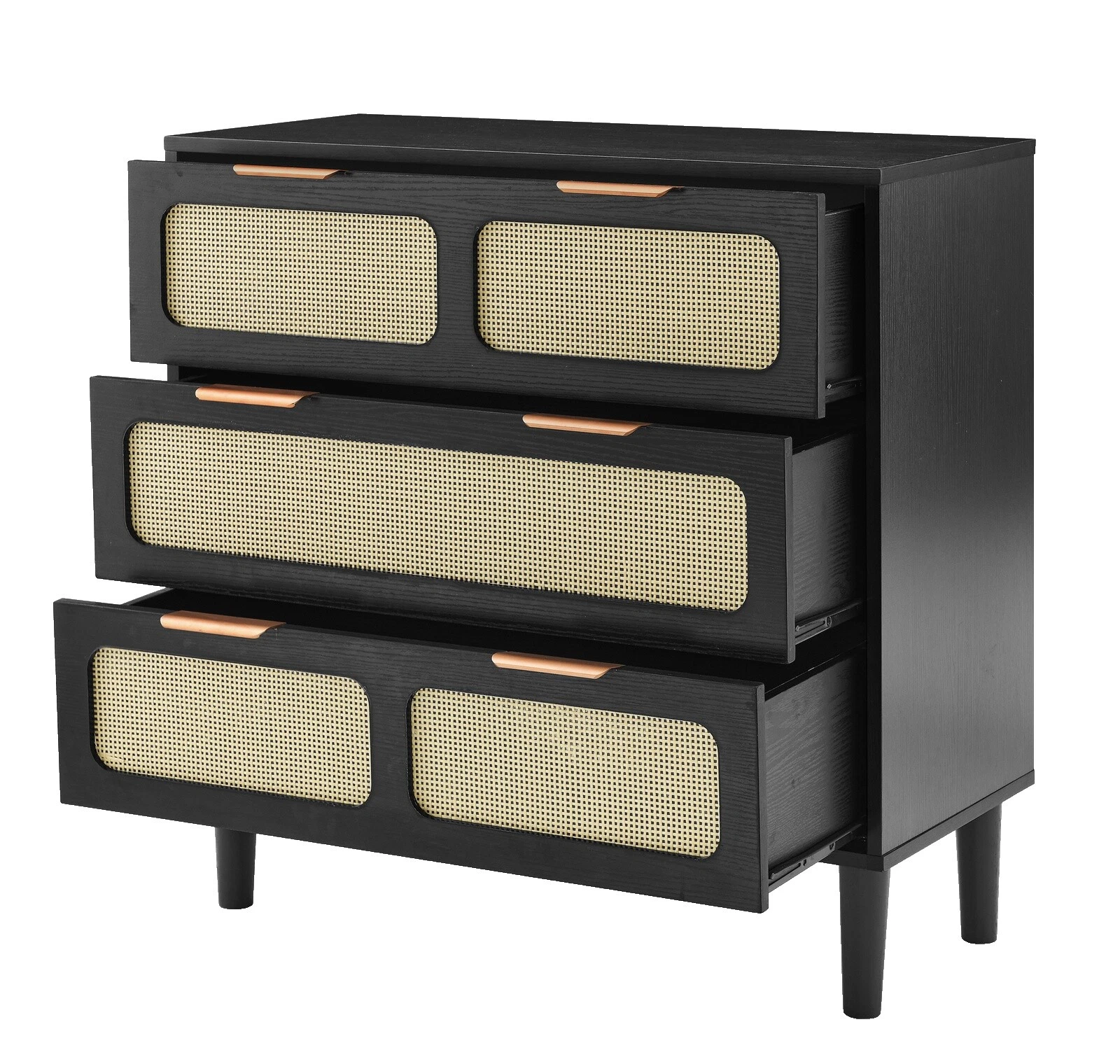 Negro de madera maciza Cómoda de Cajones