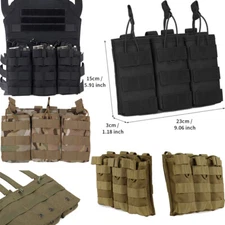 Tactical Molle Triple Magazine Vest Ammo Pouch Open Top Rifle Mag Holder Fan Bag
