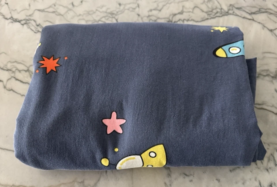 Funda Edredón Doble Niños Espacio Exterior Cohetes Reversible Cuadros con Cremallera Foto 3 de 4