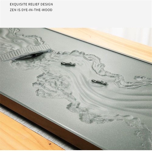 Wujinshi Tea Tray Green Stone Tea Table Sea of tea Embossed Drain Tea Tray - Picture 16 of 18
