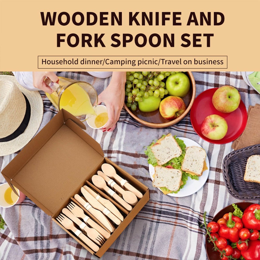 Tableware Set - 360 Wooden  Tableware [120 Forks,120 Knives And 120 Spoons]