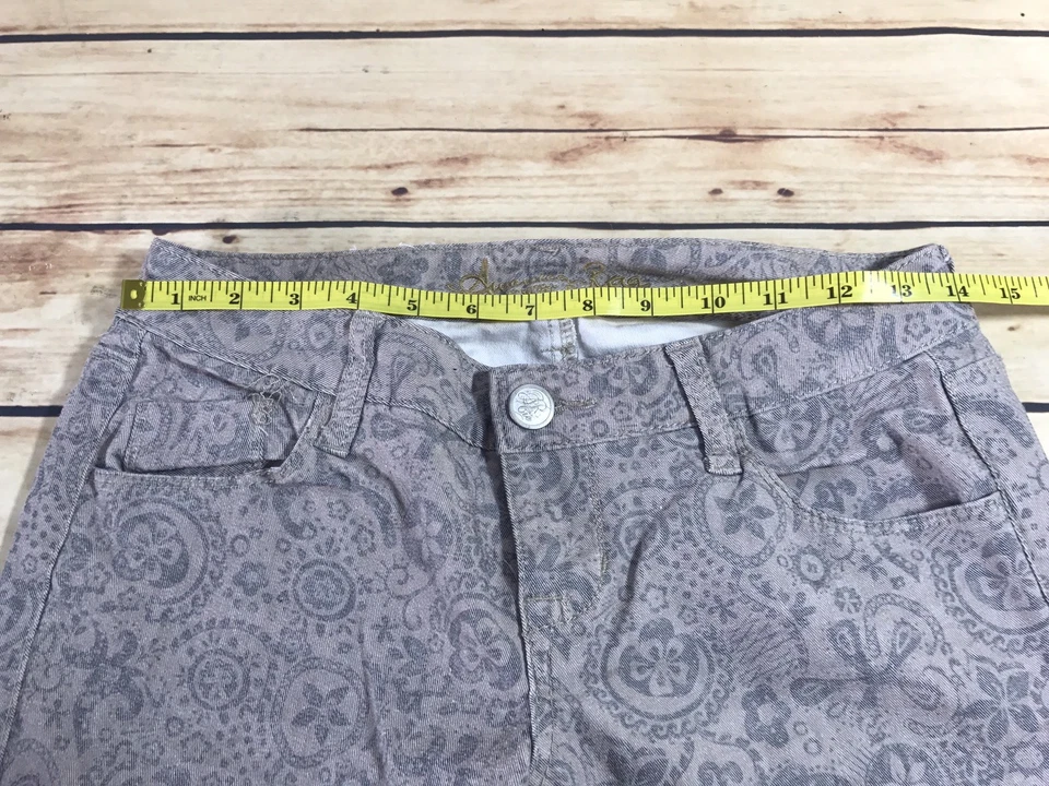 Legging American Rag Cie Talla 3R Gris Caqui Estampado Floral Ajustado Elastizado Informal Foto 4 de 4