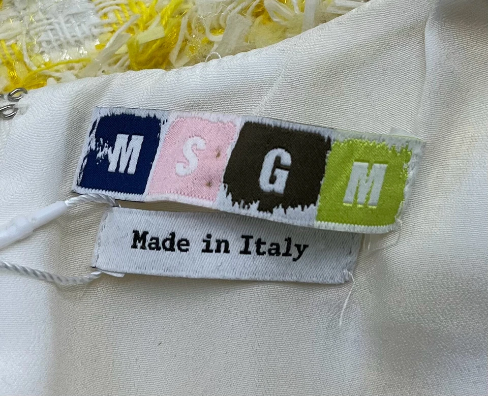 MSGM желтый чек напечатано без рукавов бахрома трапециевидный платье sz 40 - Изображение 4 из 4