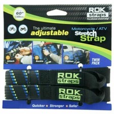 ROK Motorcycle Bike ATV Straps Adjustable HD 60" 1500mm Stretch Twin Pack