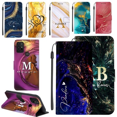 Marble Custom Name Phone Case Leather Cover For Motorola G Power/G Stylus/G 5G
