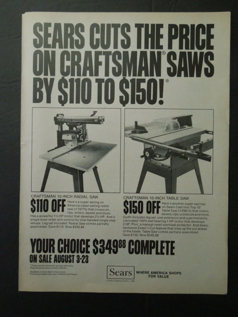 1980 SEARS CRAFTSMAN 10 Inch Radial Table Saw Magazine Ad eBay