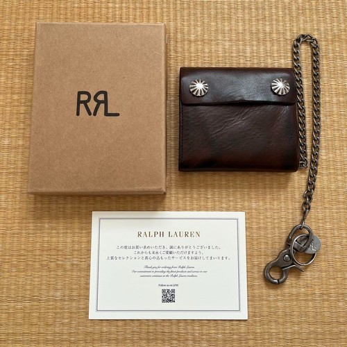 小物 RRL tracker chain wallet made in Italy RRL Leather Chain Wallet Black Over Brown - MILWORKS