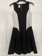 Black And White Color block Sleeveless Scoop Neck Fit And Flare Dress Size 2