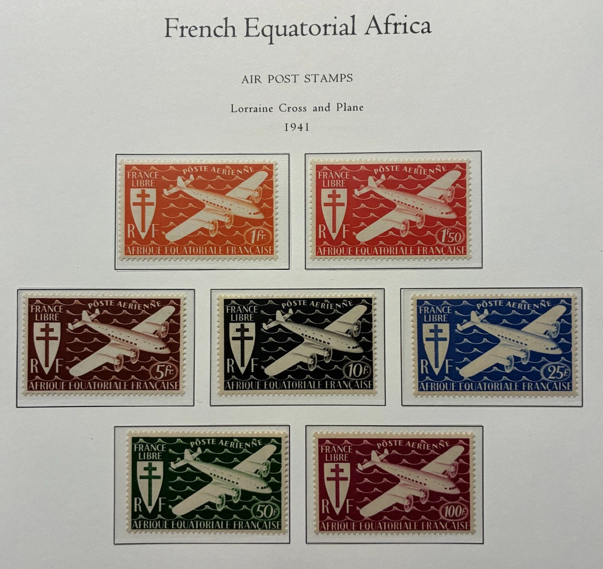 French Equatorial Africa C17-C23 Mint NH from Palo Album Pages