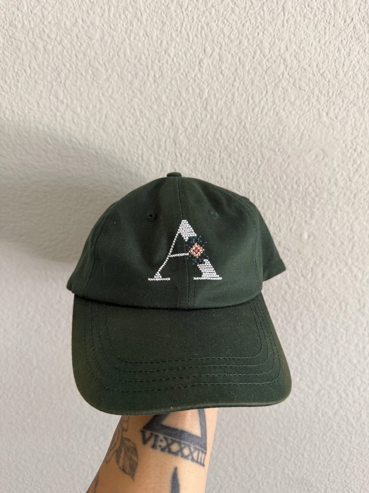 Aime Leon Dore Embroidered Floral “A” Logo Hat, Green, Strapback