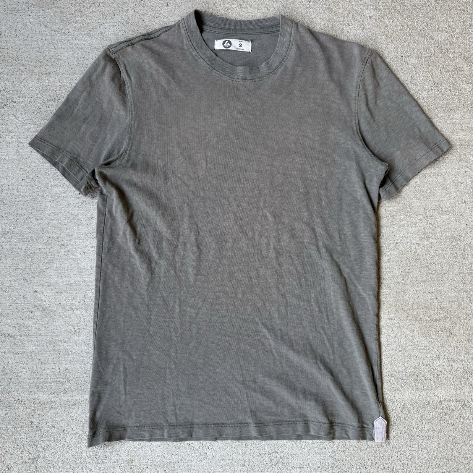 American Giant Made In USA Olive Army Green T Shirt Crewneck Cotton Size Small