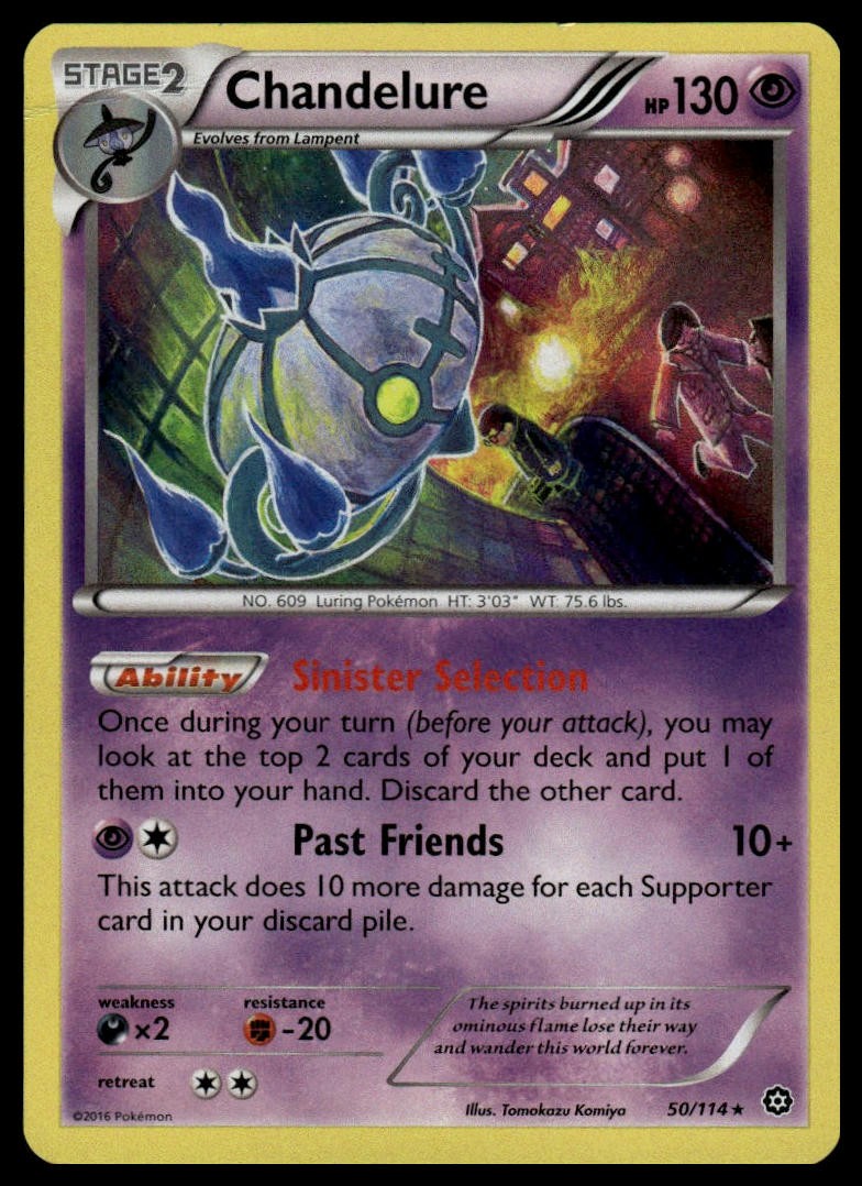 Chandelure 50/114 Holo Rare Steam Siege Pokemon Reverse Holo Lightly Played