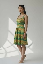 Swing Dance Slip Dress Party 0 XS Rockabilly Apple Green Eva Franco 50s Vibe