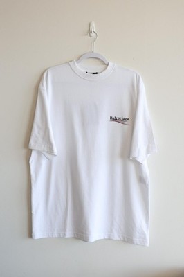 New Balenciaga White Political Campaign Oversized Men's T-Shirt