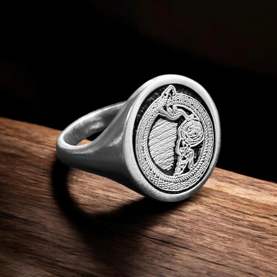 Ouroboros Snake Signet Ring 925 Sterling Silver Eternal Life
