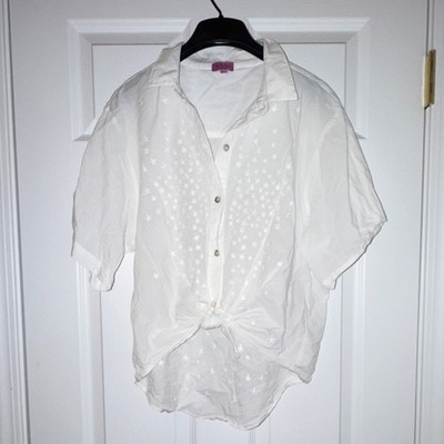 francesca's Star Embroidered Button-Up Blouse