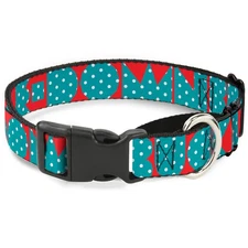 Plastic Martingale Collar BUCKLE-DOWN Shapes Red/Dot Turquoise/White Medium 11-1
