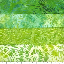 Lot of 4 1 Yard Cuts 100 Cotton Quilting Batik Fabric Lime Jade Green 747