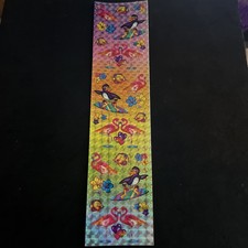 Vintage LISA FRANK Prism Tropical Penguin Flamingo Sticker Strip