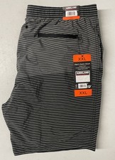 KIRKLAND Signature Men Swim Short XXL Trunk Comfort Waistband/Liner GRAY STRIPED