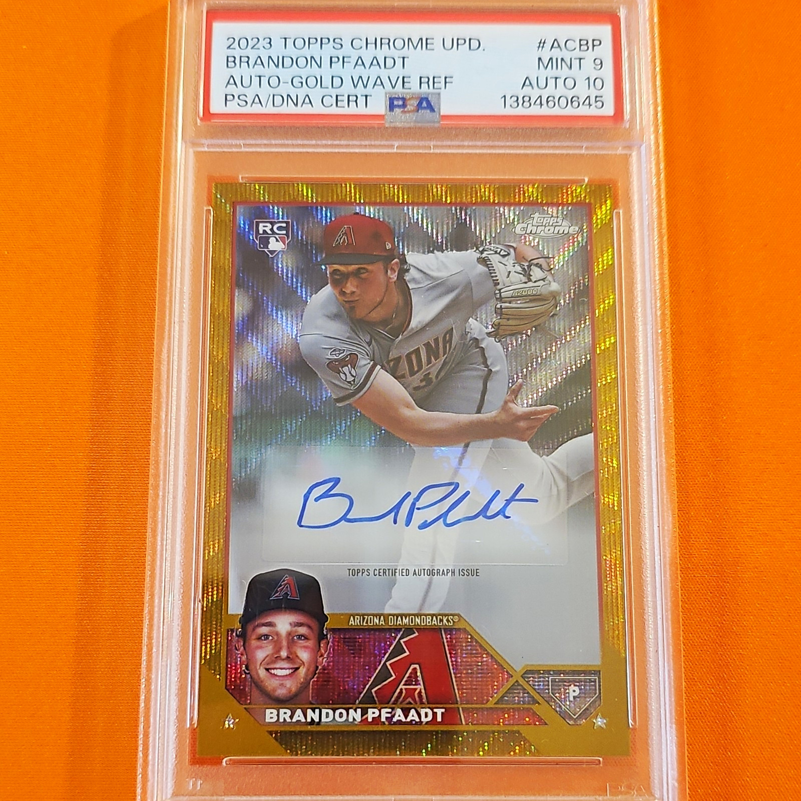Topps 2023 Chrome Update Brandon Pfaadt RC Auto Gold Wave Refractor /50