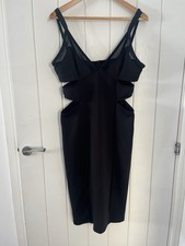Women’s Sexy Black Midi Dress Cut Out Spaghetti Strap little Black Dress 12