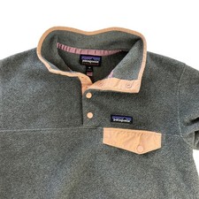 Patagonia Synchilla Snap-T Fleece Pullover Womens XS Grey Peach Trim 25455