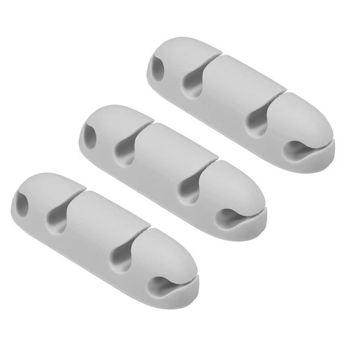 3pcs Cable Clips Cord Organizer for Desk, 4 Slots Cord Holders Organizer Grey