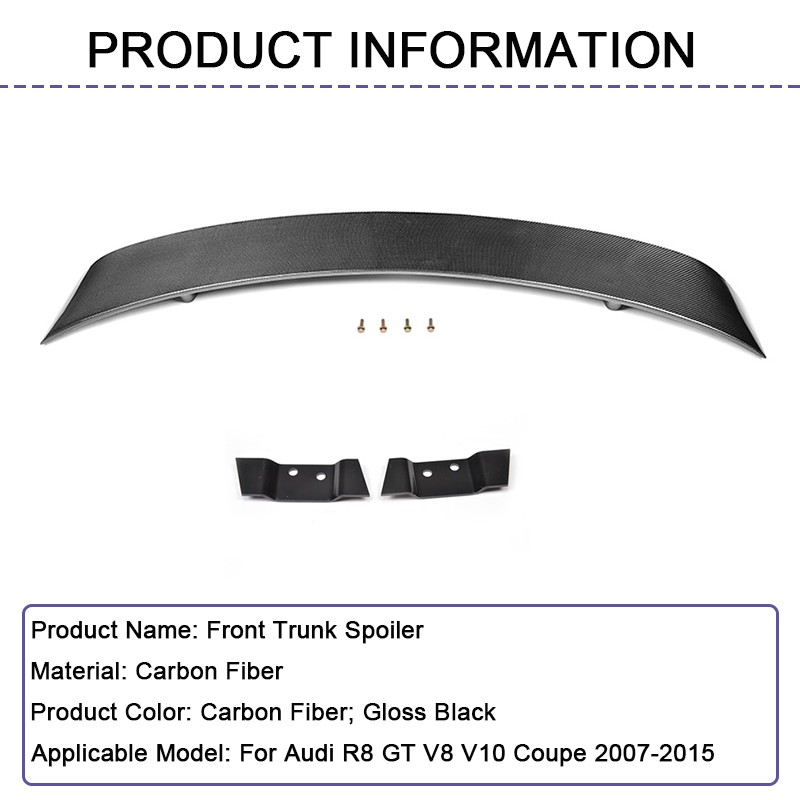 For Audi R8 GT V8 V10 Coupe 2008-2015 REAL CARBON Rear Trunk Spoiler Racing Wing