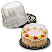 MT Products Plastic Cake Container with Clear Dome Cover 6" Round - Pack of 100
