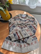 Vintage Topman Knitwear XL Unique Patterned Jumper Cream Chunky Knit