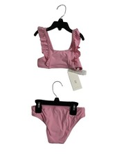 A Loves A Girls 2-Piece Swimsuit Size 5 Pink Pretty Posey Ruffle Bikini Set NWT