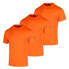3 PCS UPF50 Quick Dry Hi Vis Safety Short Sleeve Shirts for Men Construction...