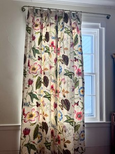 Custom DRAPES Garden Floral Butterfly Pinch Pleat Lined Weighted 80" Panels