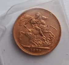 1879 QUEEN VICTORIA YOUNG HEAD FULL GOLD SOVEREIGN MELBOURNE M MINT