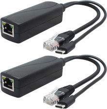 2-Pack 5V Gigabit Poe Splitter, USB Type C, 48V to 5V 2.4A Adaper, IEEE 802.3Af
