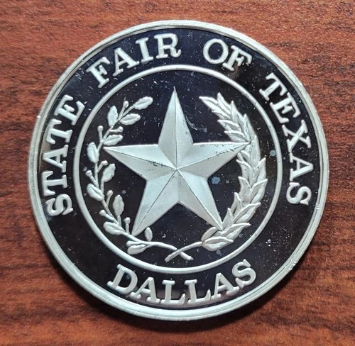 1975 Texas State Fair Vintage .999 Fine Silver Round Proof #0008 1.016 Troy Oz