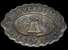 ID19130 VINTAGE 1976  200 YEARS AGO - LIBERTY BELL  BRASSTONE BUCKLE