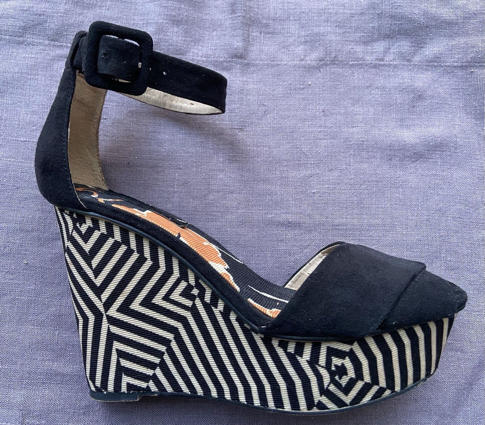 Zara Basic Black Wedge Platform Sandals With Geom… - image 1