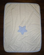 Just Born Blur Star Gray White Stripe Baby Blanket Lovey Plush Sherpa Soft EUC