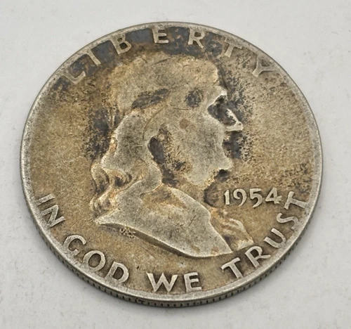 1954 Franklin Half Dollar No Mint Mark 90% Silver US Coin
