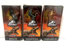 LOT OF 3 JURASSIC WORLD DINO RIVALS FIGURES INDORAPTOR VELOCIRAPTOR BLUE  T-REX