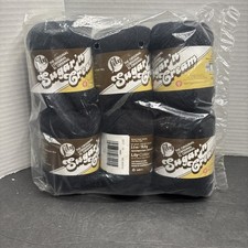 Lily Sugar 'N Cream The Original Solid Yarn, 2.5oz, 100 Cotton - Black 6-Pack