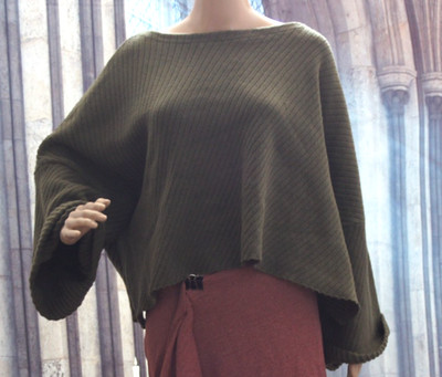 Free People Green Oversized Cropped Rib Knit Sweater size M