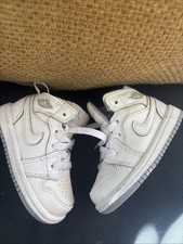 Nike Air Jordan 1 Retro Mid White Wolf Grey Sneakers Size 4C 2015 Shoes