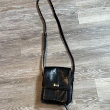 Nine West Faux Leather Purse Small Black Crossbody Shoulder Strap Adjustable VG+