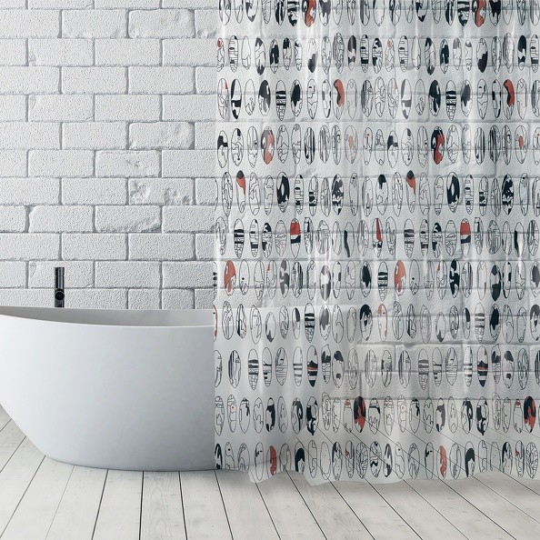 "Msv Duschvorhang Peva Anti Schimmel 100% Wasserdicht 180X200 Cm \"Graphics\" Weiß"-image